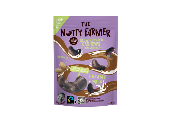 The Nutty Farmer Creamy Milk Chocolate cashews 75g