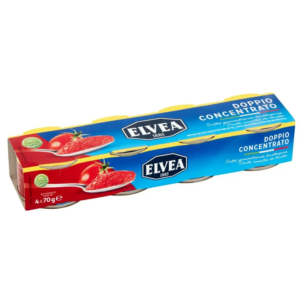 Elvea Doppio Concentrato Dubbel Geconcentreerde Tomatenpuree 4 x 70 g