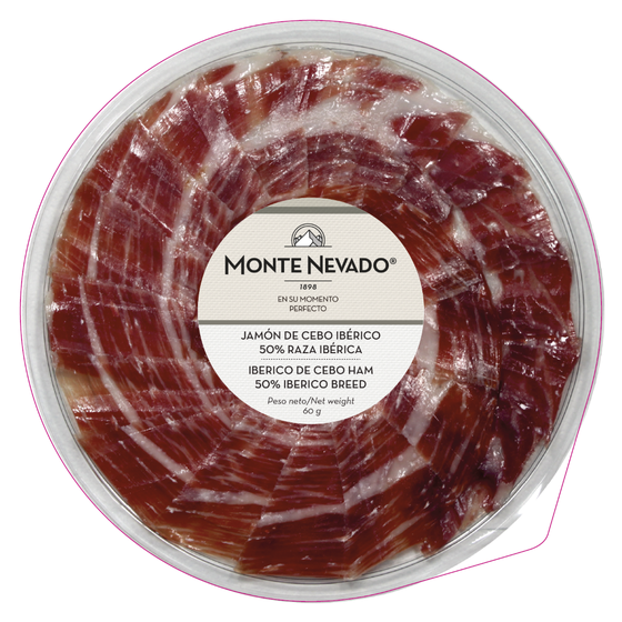 [64013] Monte Nevado Jamón De Cebo Ibérico Ham, 9 maanden oud, voorgesneden, 60g