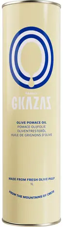 Gkazas Pomace Olijfolie 1 liter (Tin) om in te bakken en braden