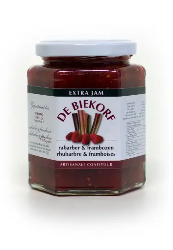 [3031] Artisanale confituur Biekorf Rabarber & frambozen  XL